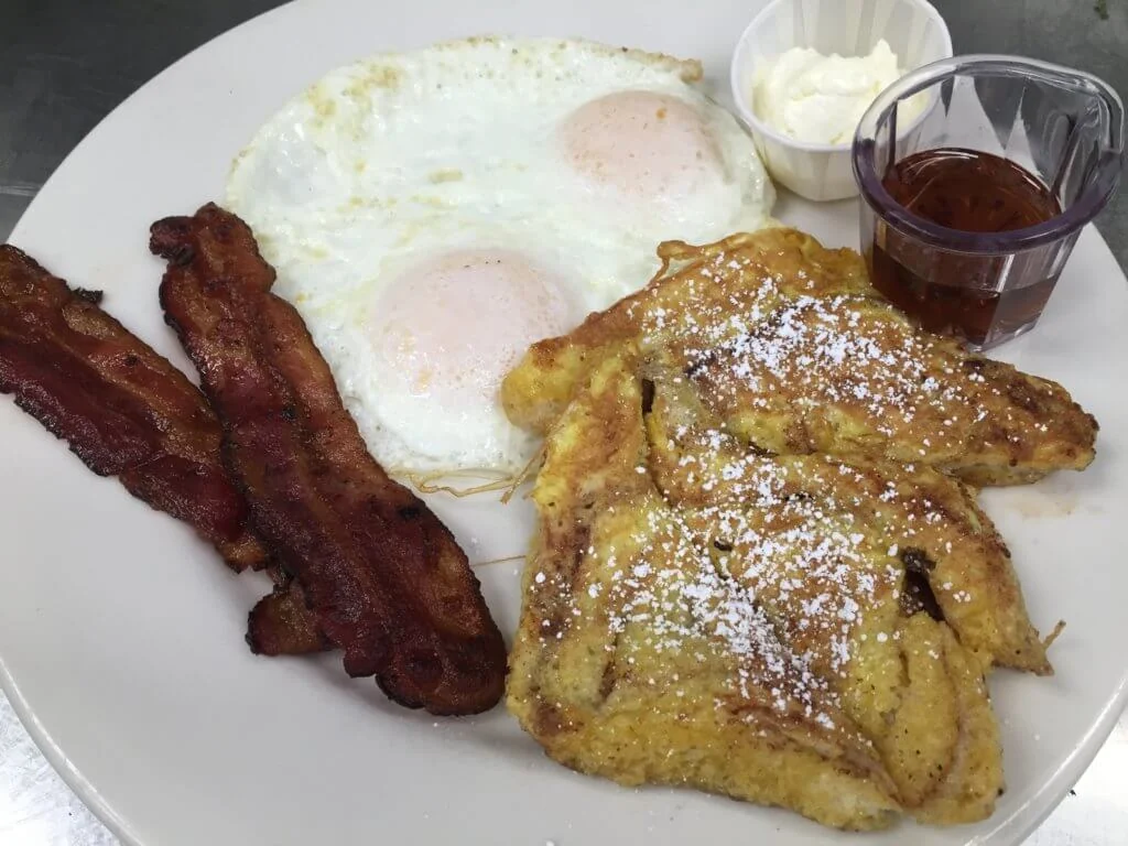 ½ Cinnamon Roll French Toast & Two Eggs